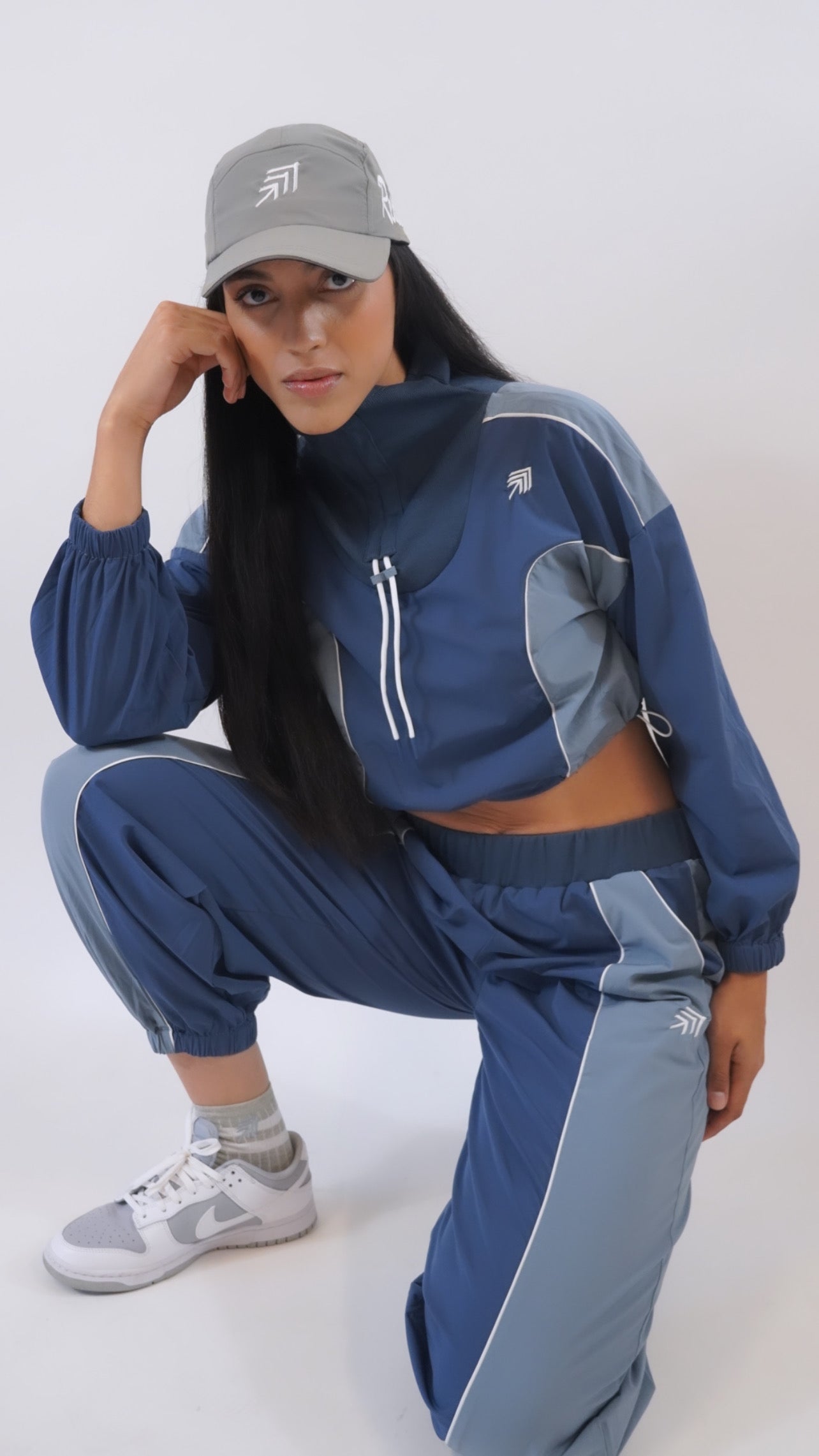 Redemption Color Block Track Suit Cropped Long Sleeve Top